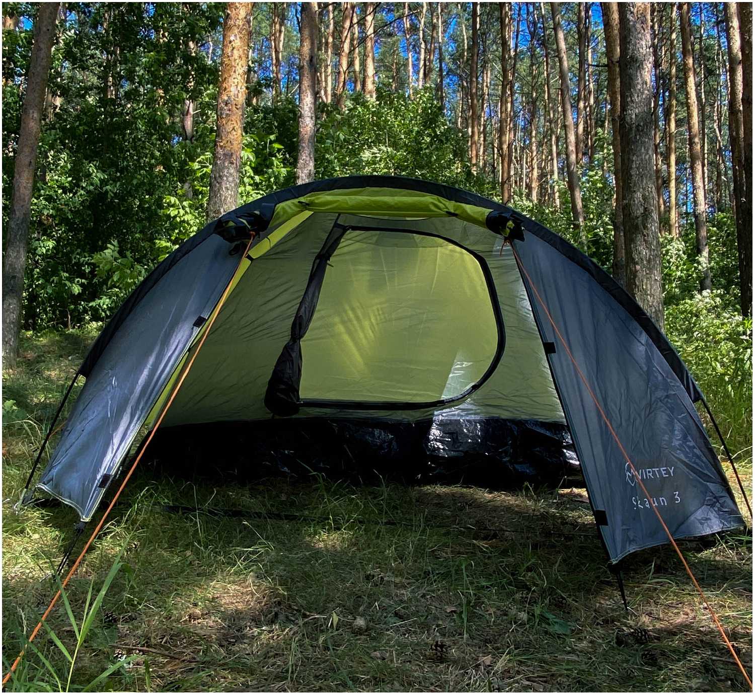 Палатка туристическая 3х местная двухслойная с тамбуром Virtey Skaun-3 (450*210*140 см) фотография 1