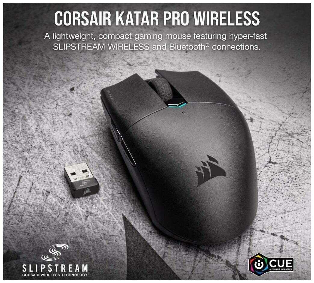 Игровая беспроводная мышь Corsair KATAR PRO Wireless CH-931C011-EU (Black) / 10000DPI / 1000Гц / PMW3325 фотография 1