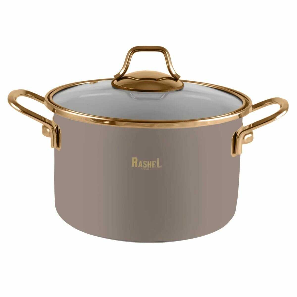 Кастрюля RasheL Эмалированная с стеклянной термостойкой крышкой с паровыпуском [4 л] фотография 3