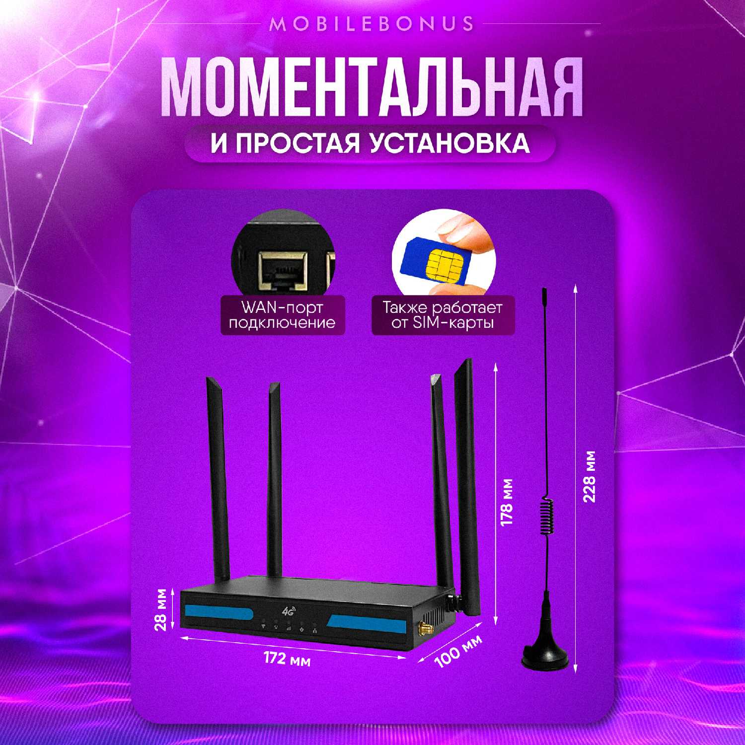 Роутер WiFi с сим картой 5G 4G LTE с внешними антеннами фотография 2
