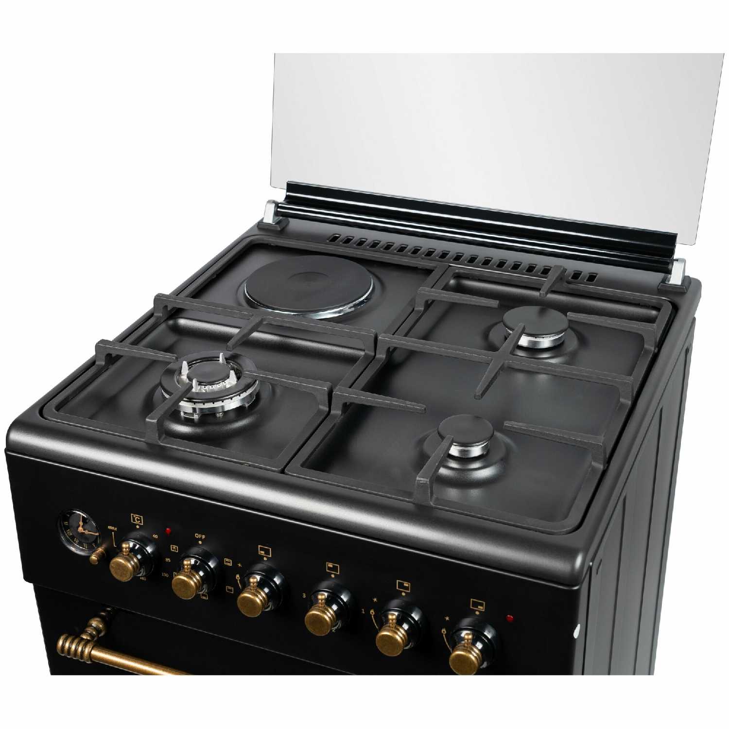 Комбинированная плита AXELDORF FG 063, 3газ + 1эл, электродуховка, газ-контроль, чугунные решетки фотография 4