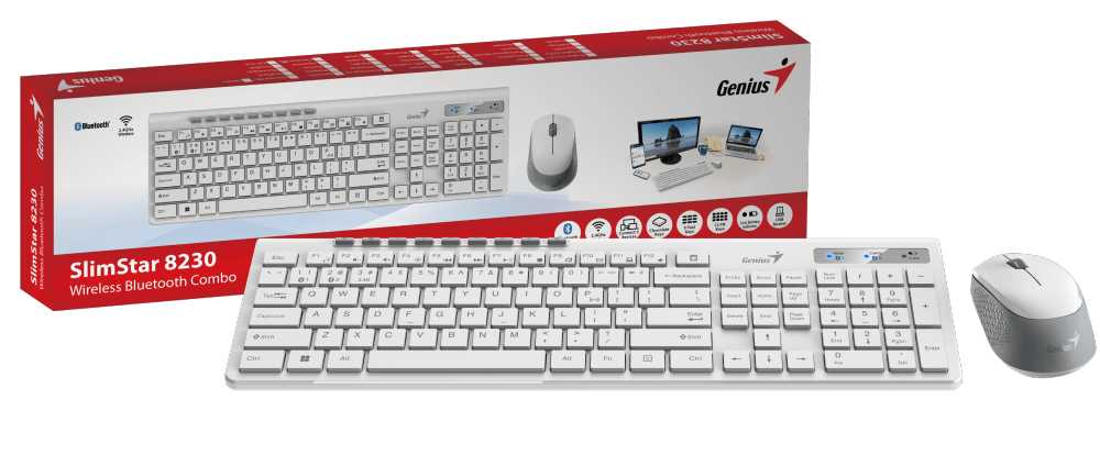 Двухрежимный беспроводной комплект клавиатура + мышь Genius SlimStar KM-8230 USB [31340015402] фотография 9