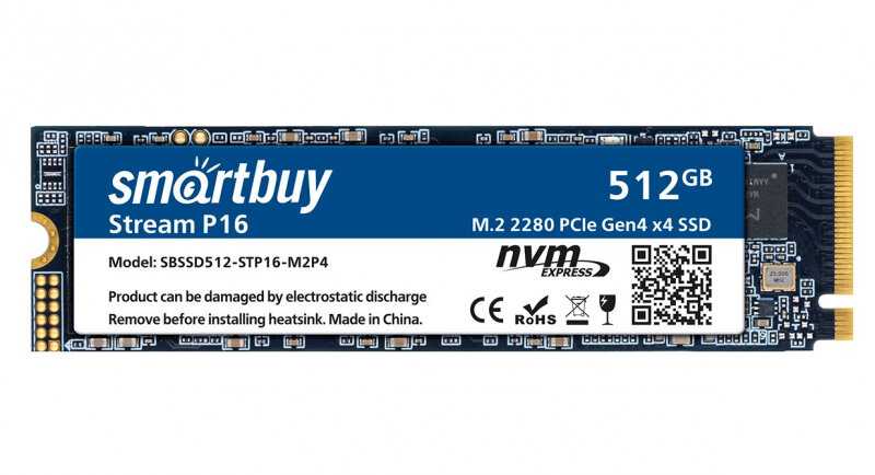 Smartbuy M.2 SSD Stream P16 (SBSSD512-STP16-M2P4) NVMe PCIe4 фотография 2