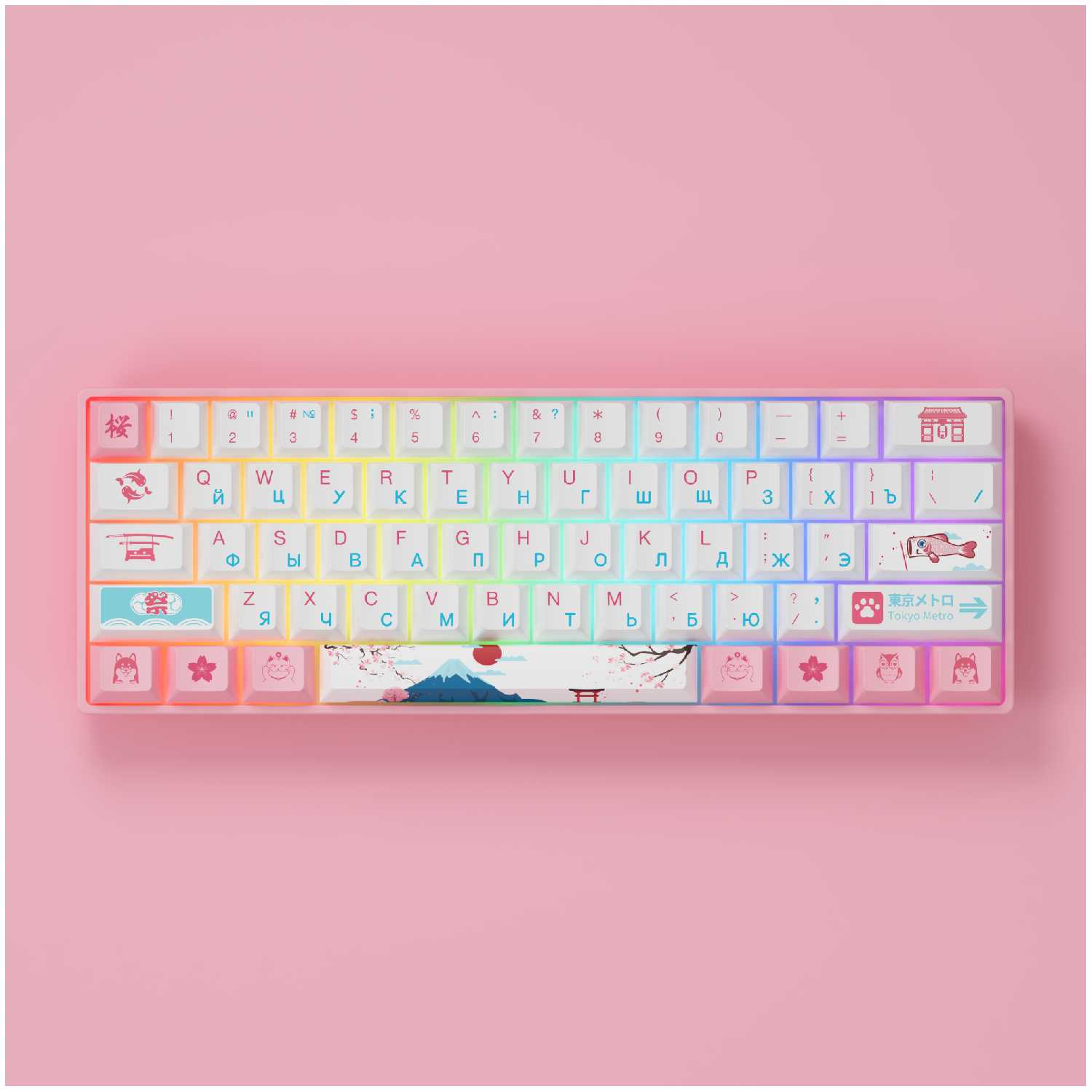 Игровая механическая клавиатура AKKO 3061 World Tour Tokyo R2 (Rus), CS Gateron Pink фотография 7