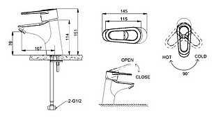 Смеситель для раковины (умывальника) Bravat Loop F1124182CP, рычажный фотография 1