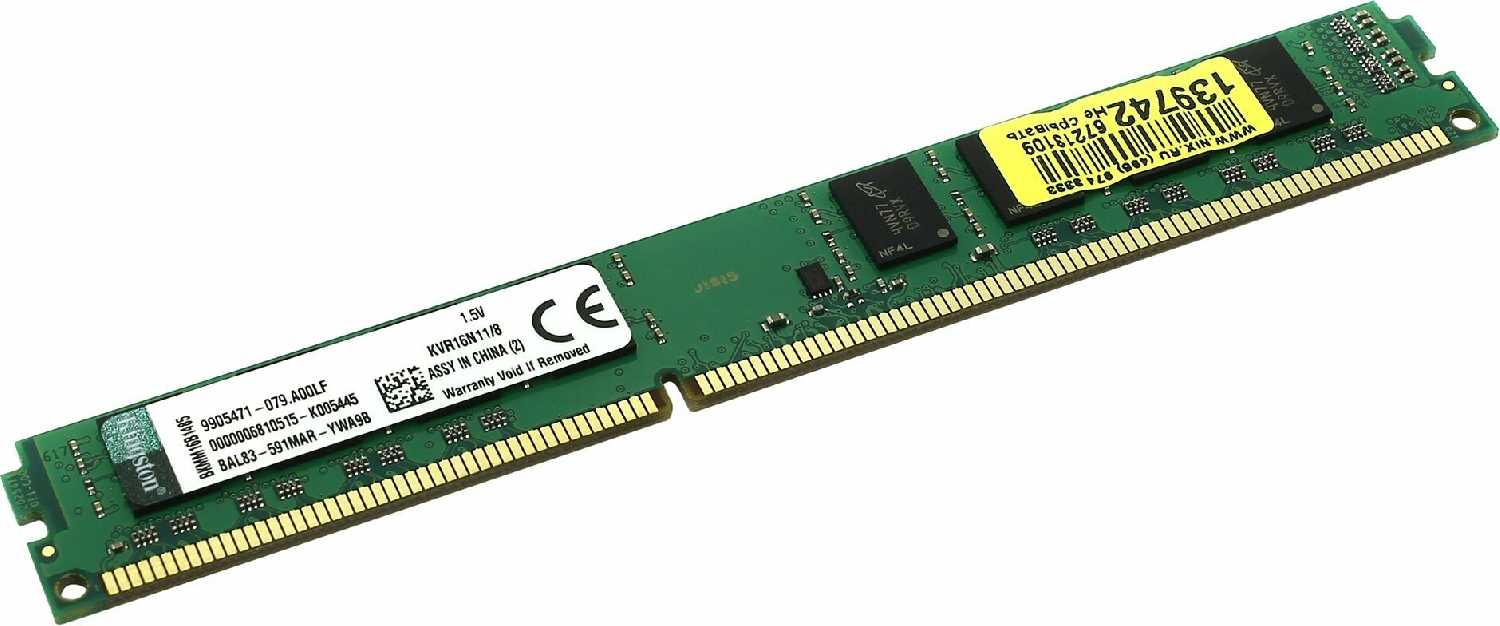 Оперативная память Kingston ValueRAM 8 ГБ DDR3 DIMM (KVR16N11/8WP) фотография 11
