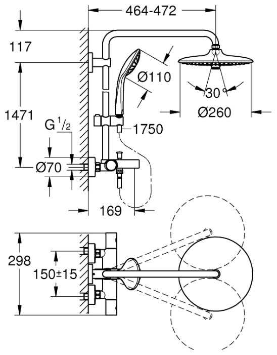 Душевая стойка Grohe Euphoria 260 27475001, хром фотография 1
