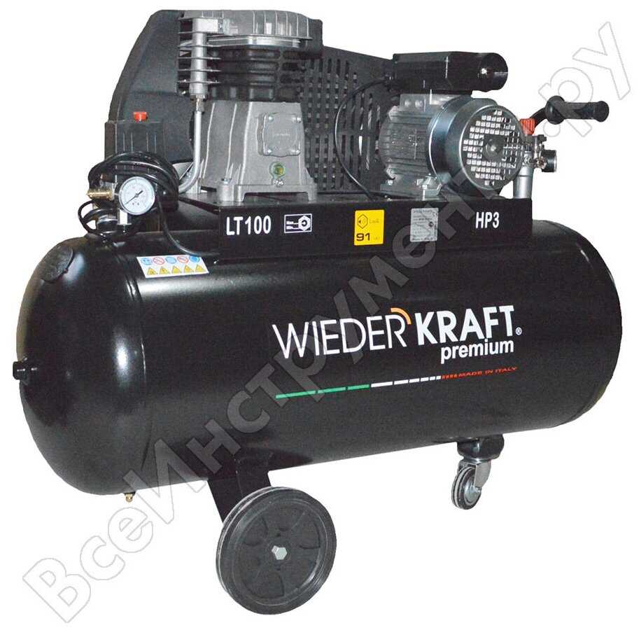 Компрессор масляный WIEDERKRAFT WDK-91040, 100 л, 1.5 кВт
