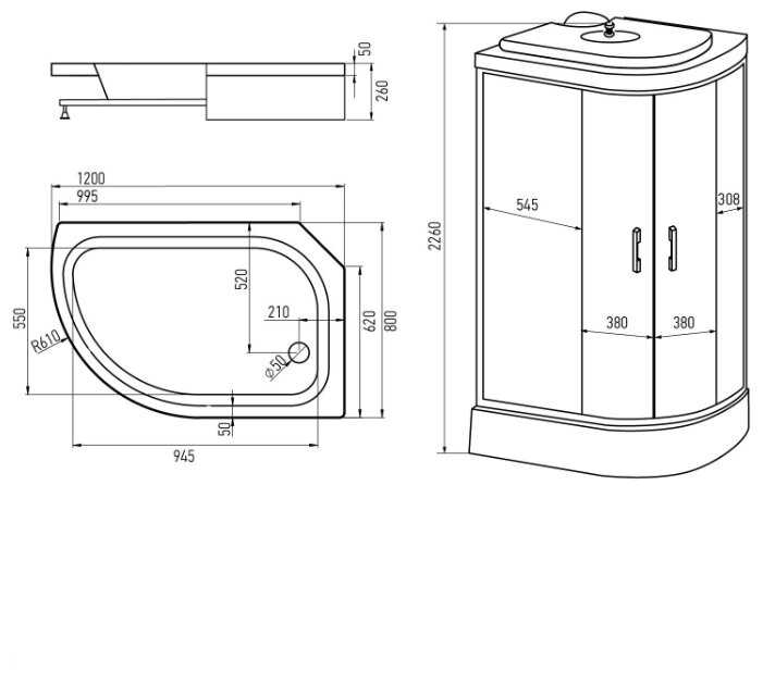 Душевая кабина ERLIT Comfort ER 351226 R RUS средний поддон 120см*80см фотография 12