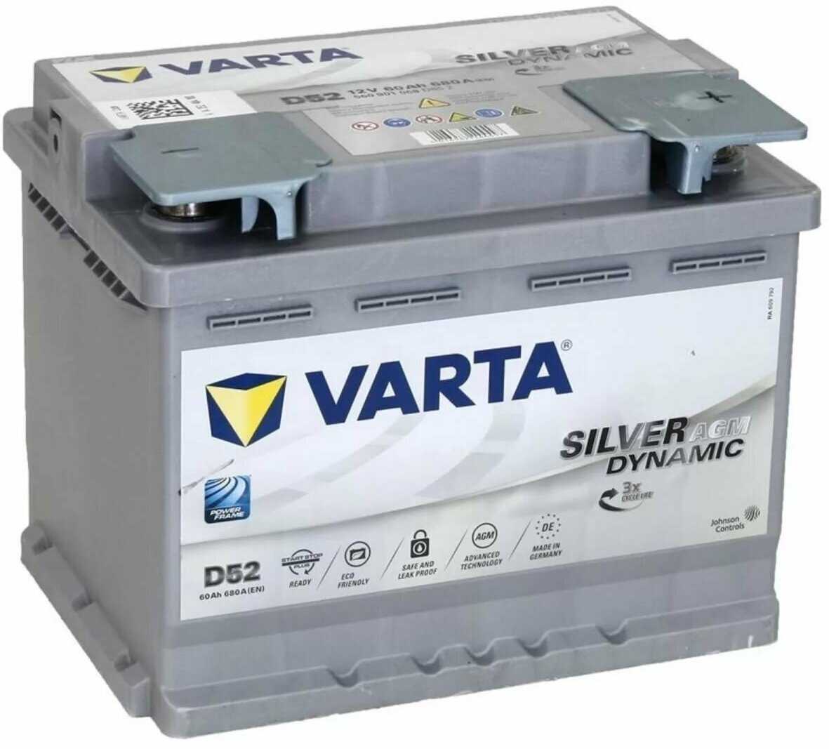 Аккумулятор для спецтехники VARTA Silver Dynamic AGM D52 (560 901 068) фотография 5