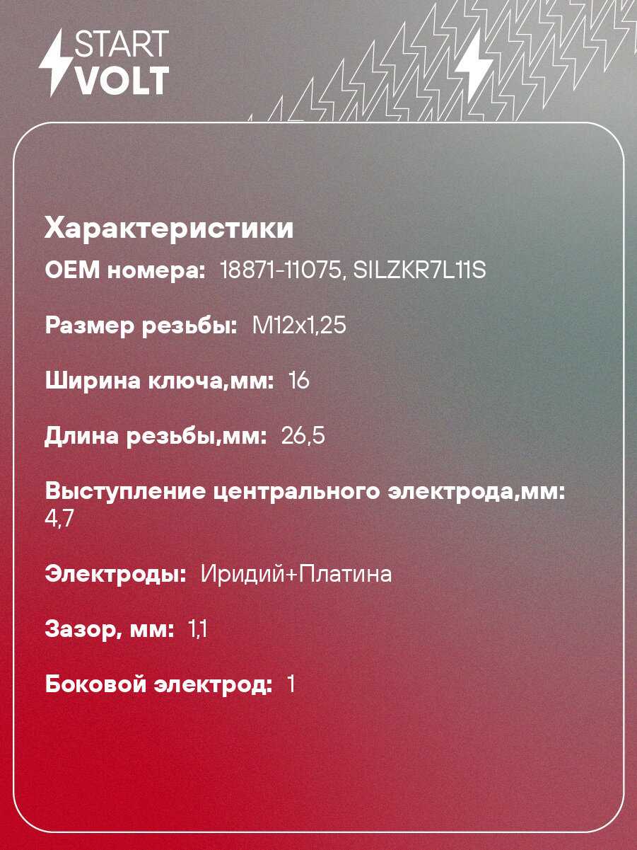 Свеча зажигания для автомобилей Hyundai Tucson (20-) 2.0i Ir+Pt VSP 0816 StartVolt фотография 1
