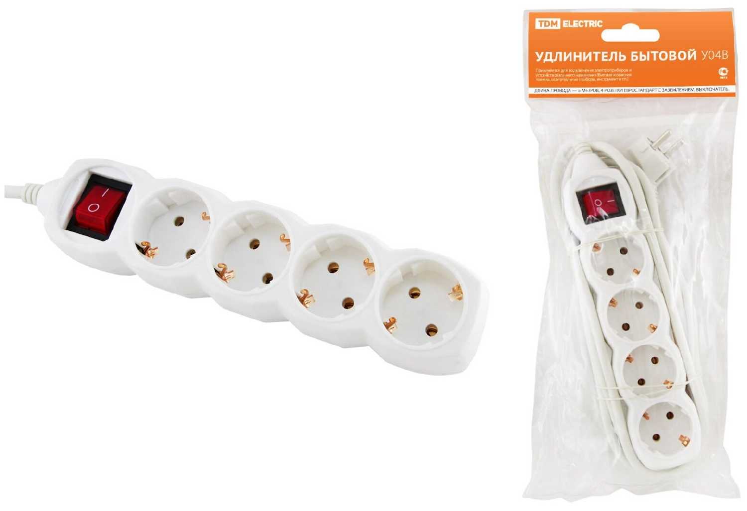 Удлинитель TDM ELECTRIC У04В [с/з, 16A / 3500 Вт] [SQ1303-0110]
