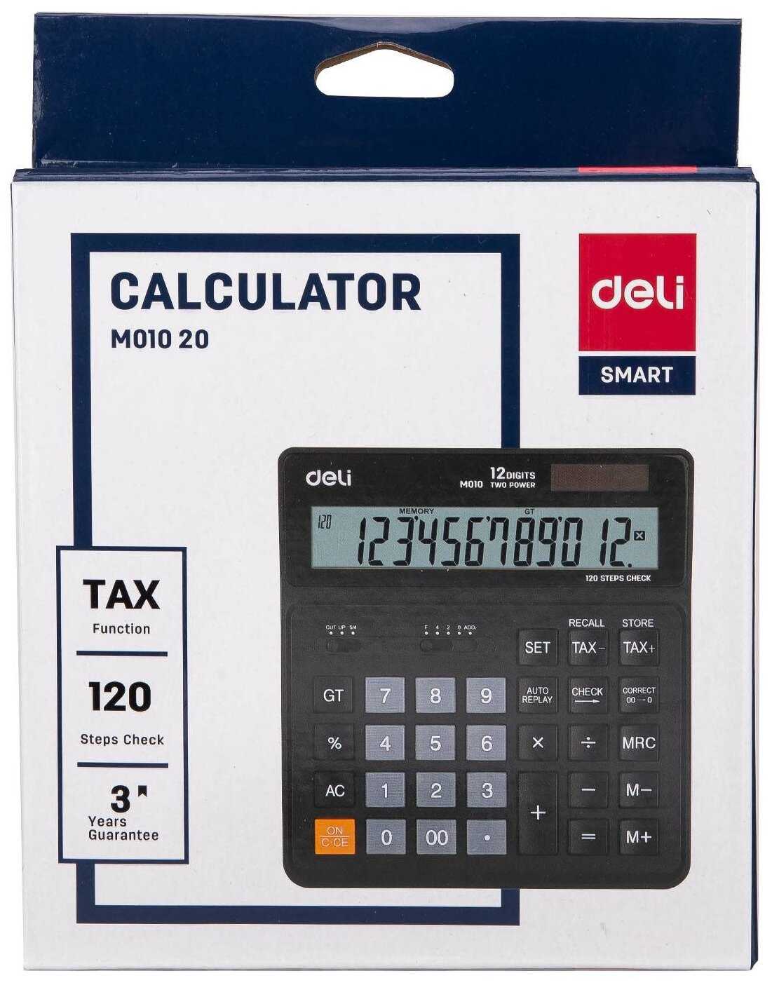 Калькулятор бухгалтерский Deli EM01020 черный, 12-разрядный фотография 4