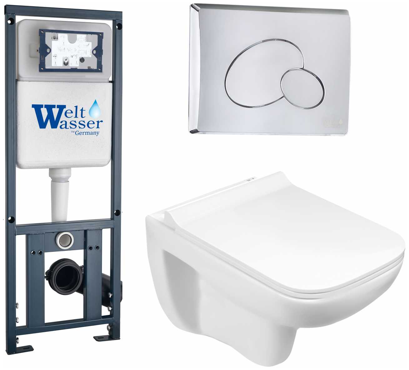Унитаз с инсталляцией подвесной WELTWASSER Kehlbach 004 GL-WT / Marberg 410 RD фотография 7