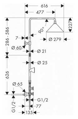 Душевая стойка AXOR Showers Front 26020000, хром фотография 1