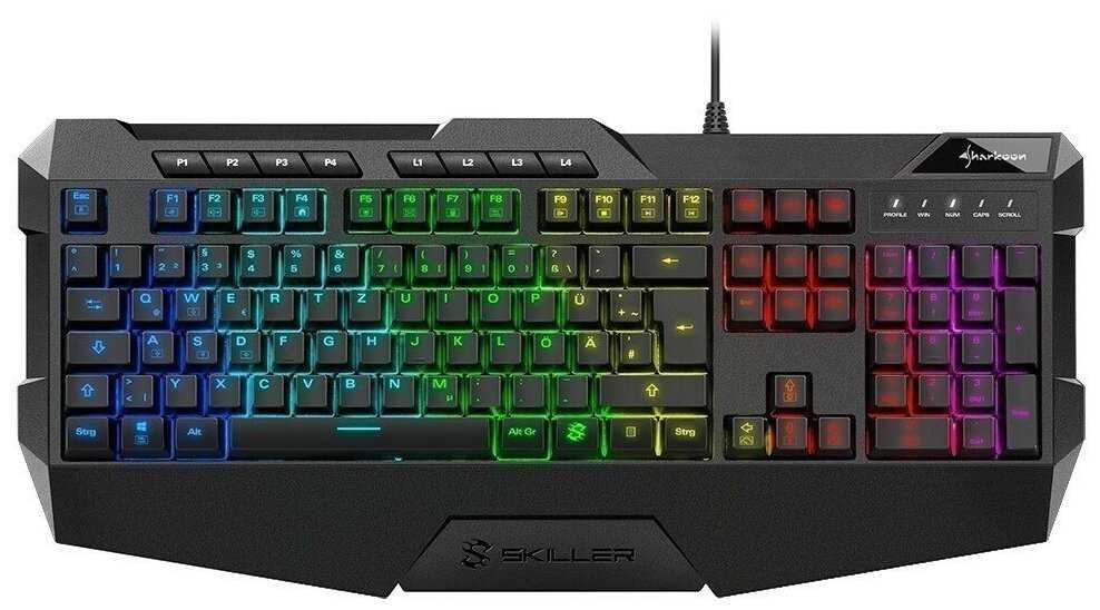 Sharkoon Skiller SGK4 Игровая клавиатура (резиновые колпачки, RGB подсветка, USB) фотография 5