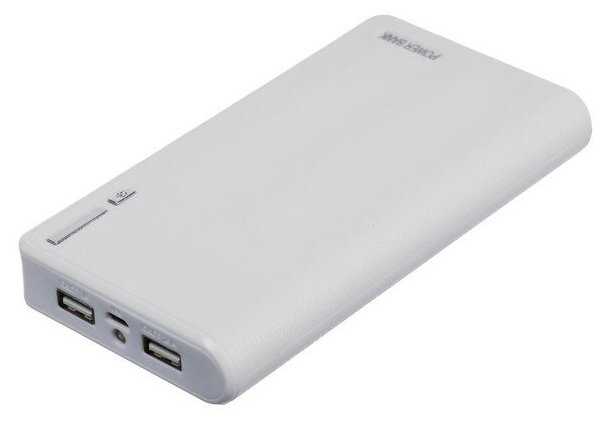 Внешний аккумулятор LuazON PB-01, 7200 мАч, 2 USB, 1/2.1 А, фонарик, белый фотография 1