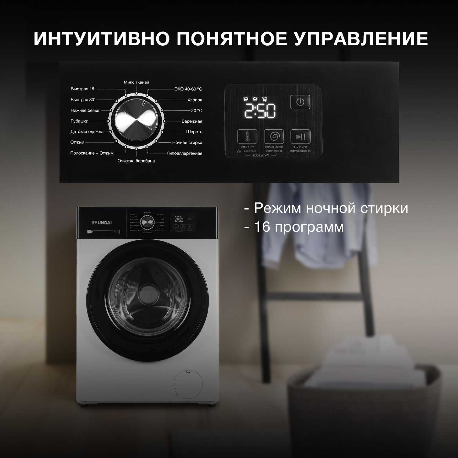 Стиральная машина Hyundai WME8202 8кг 1200об/мин фотография 2