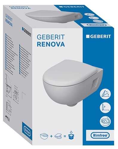 Унитаз с инсталляцией подвесной GEBERIT Renova 500.103.DW.R с горизонтальным выпуском фотография 9