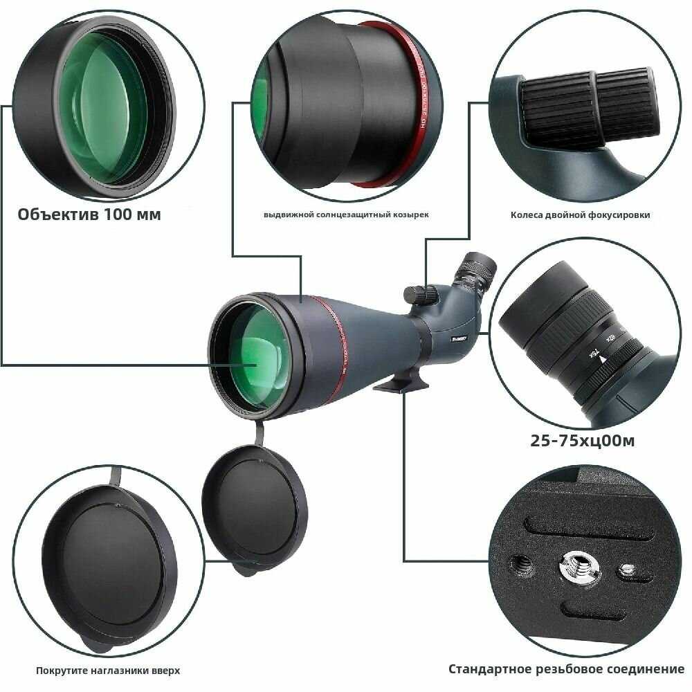 Зрительная труба SVBONY SV406P 20-60X80 ED фотография 11