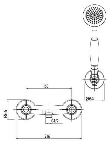 Смеситель для душа, хром M&Z Epoca EPC01501 фотография 1