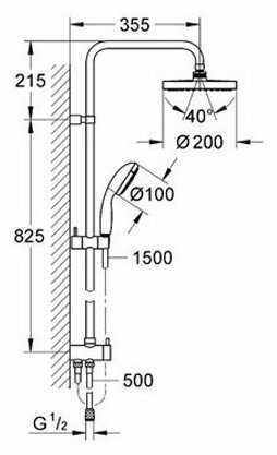 Душевая стойка Grohe New Tempesta 200 124410, хром фотография 1