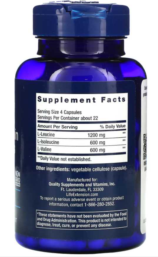 Life Extension Branched Chain Amino Acids 90 капсул фотография 1