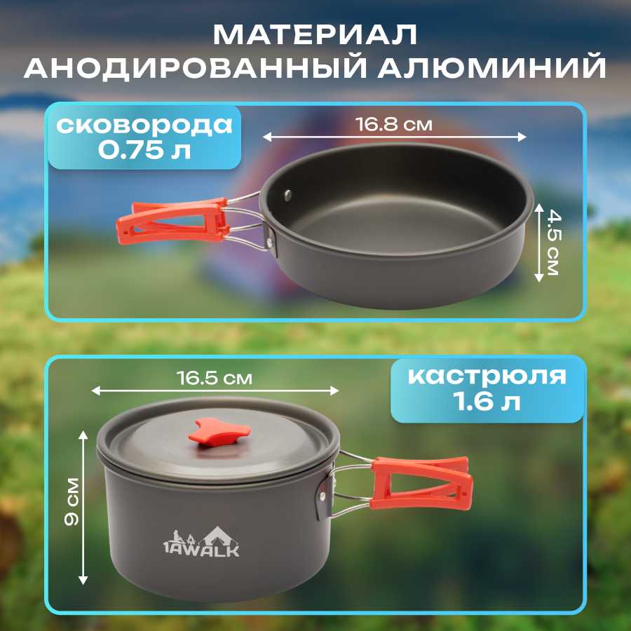 Набор посуды туристический Набор посуды туристический (кастрюля, сковорода, чайник) фотография 2