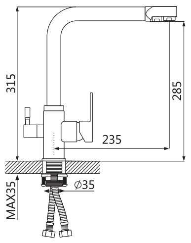 Смеситель для кухни (мойки) Oute T683BK-3 (granite), рычажный фотография 1