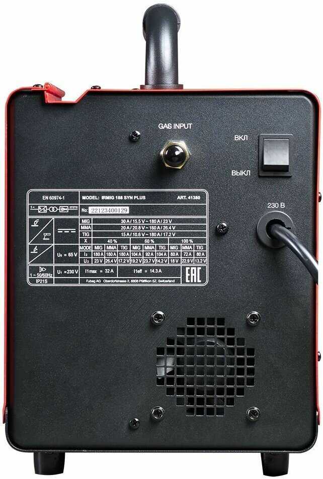 Сварочный полуавтомат Fubag IRMIG 188 SYN PLUS (FB 250 3m) фотография 19