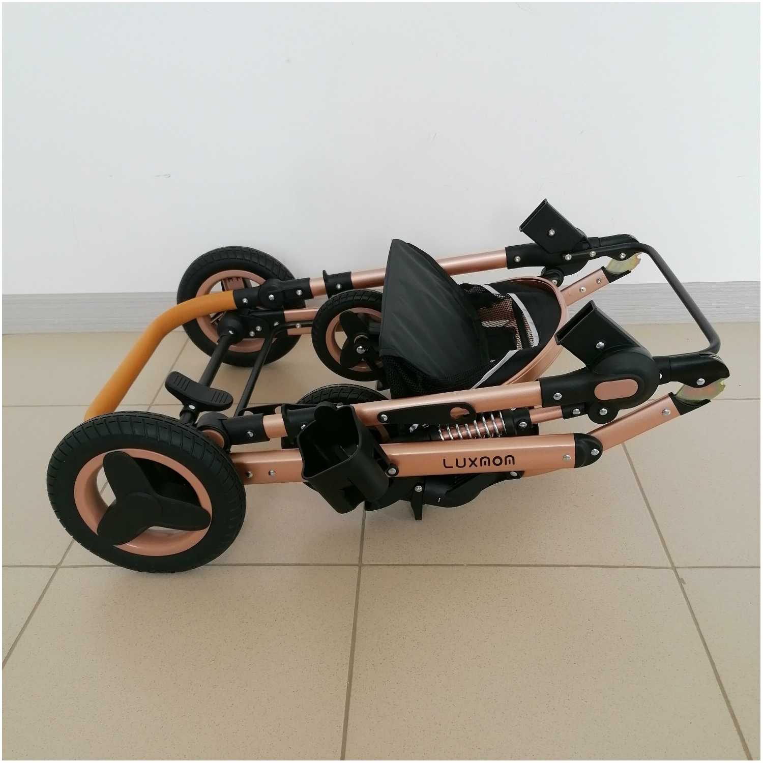 Детская Коляска 3в1 LUXMOM 530W, коляска для новорожденных, цвет черный, коляска-трансформер фотография 8