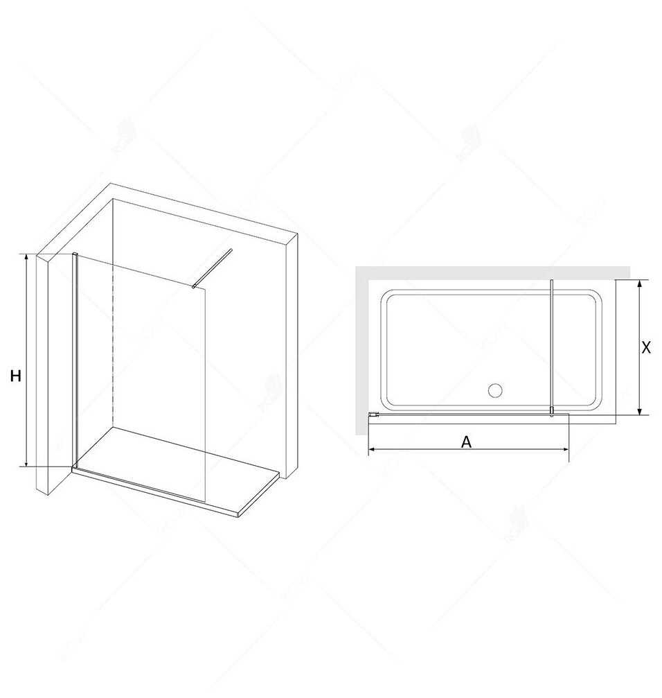 Душевая перегородка RGW WA-010B 100x195 профиль черный, стекло прозрачное фотография 1