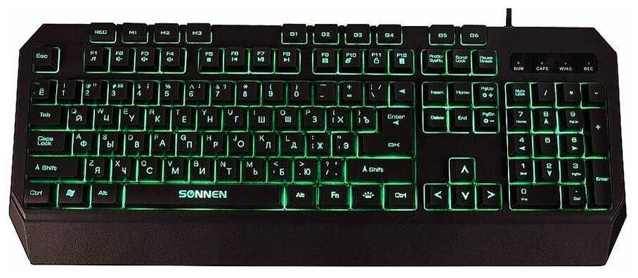 Клавиатура проводная игровая SONNEN KB-7700, USB, 104 клавиши + 10 программируемых клавиш, RGB, черная, 513512, 513512 фотография 14