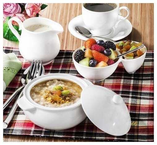 Горшочек для запекания Wilmax 450 мл, жаропрочный фарфор, с крышкой фотография 3