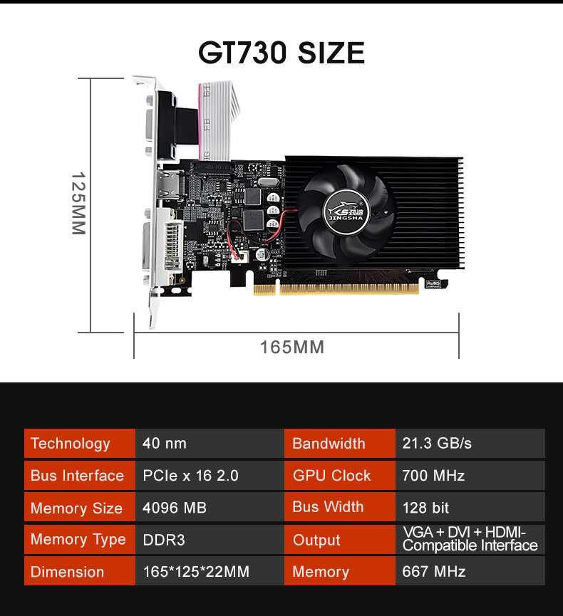 Видеокарта JINGSHA GeForce GT730 4 ГБ фотография 5