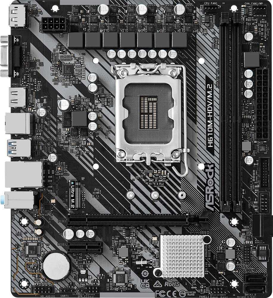 Материнская плата Asrock H610M-HDV/M.2 R2.0 [Intel H610, LGA 1700, mATX, 2xDDR4]