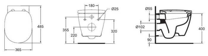 Чаша унитаза подвесная Ideal STANDARD Connect Space E804601 с горизонтальным выпуском фотография 1