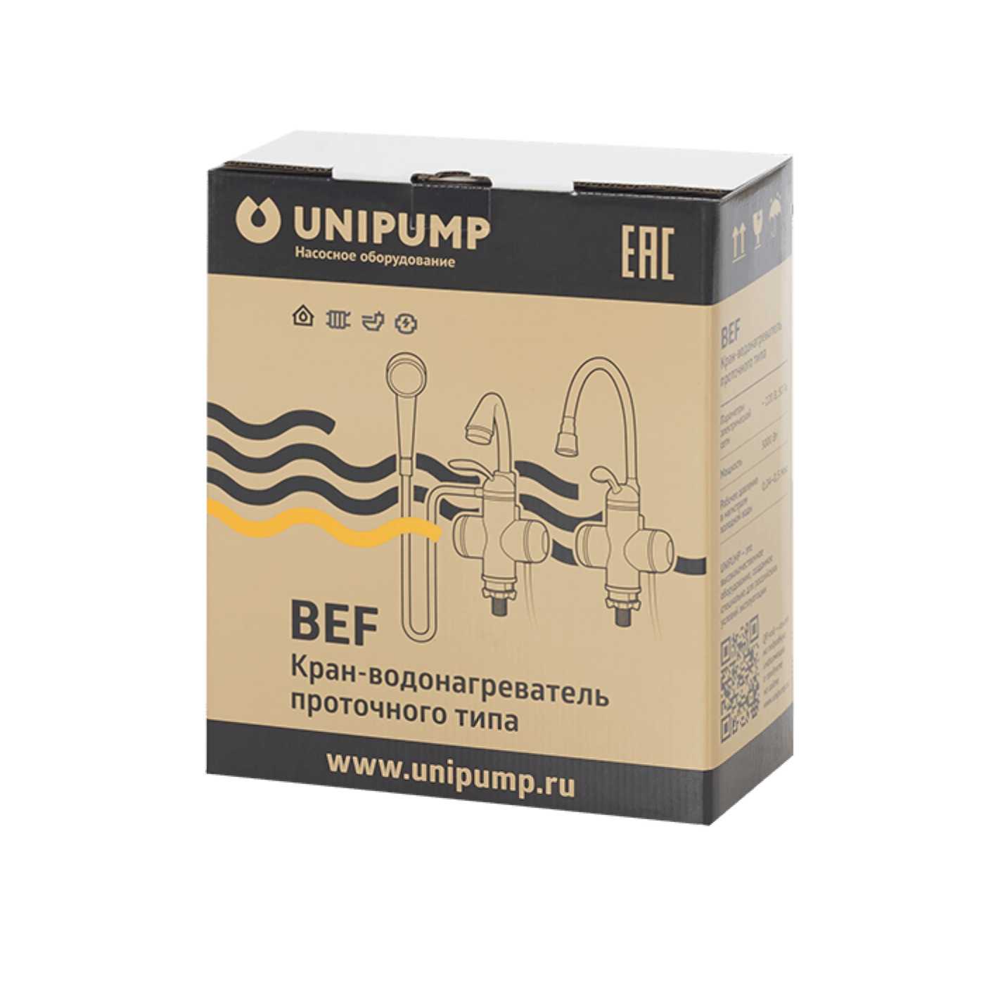 Проточный электрический водонагреватель UNIPUMP BEF-019A фотография 1