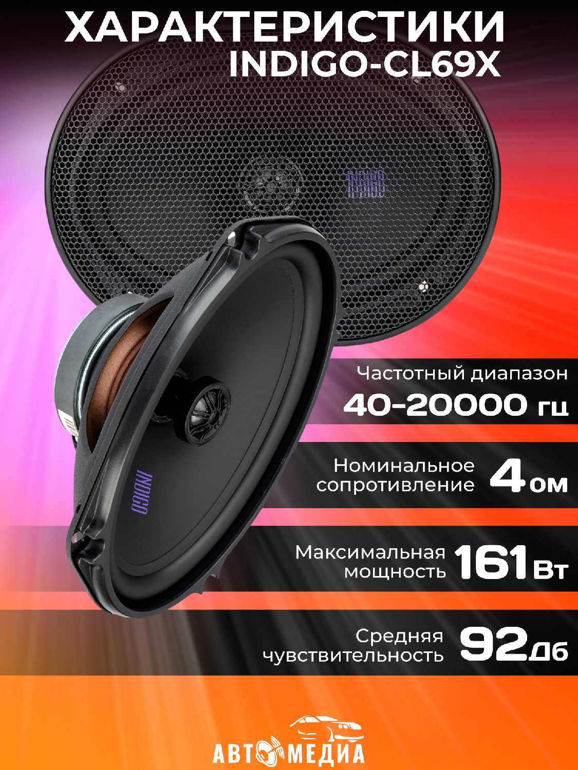 Акустическая система Aura INDIGO-CL69X 2-полосная коаксиальная фотография 11