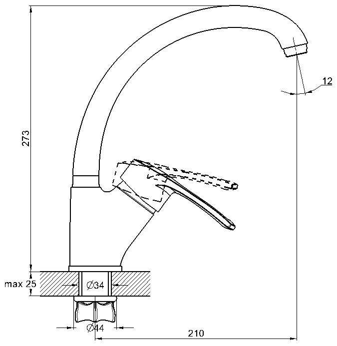 Смеситель для кухни (мойки) G-lauf 9G4-A180, рычажный фотография 1