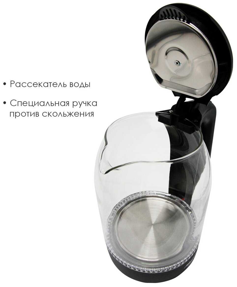 Чайник стеклянный электрический Atlanta ATH-2466 (black) фотография 3