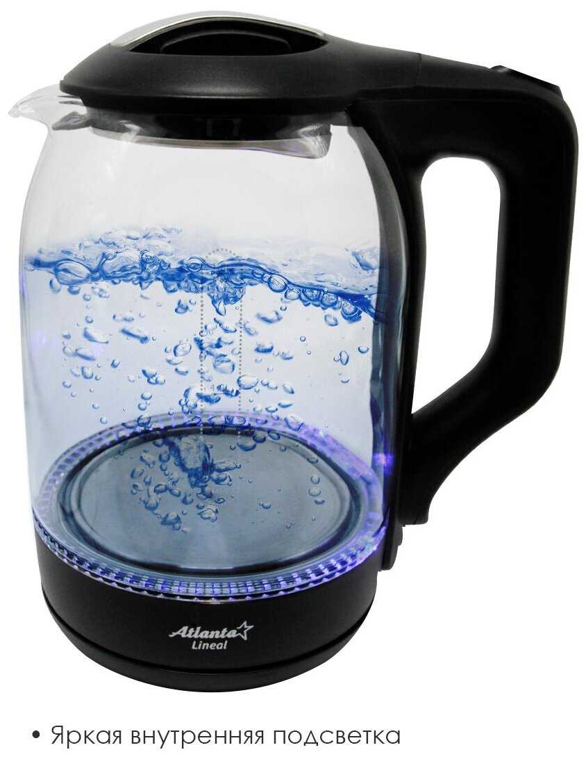 Чайник стеклянный электрический Atlanta ATH-2466 (black) фотография 4