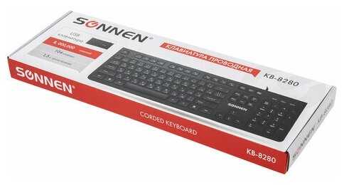 Клавиатура проводная для компьютера Sonnen Kb-8280, usb,104 плоские клавиши, черная фотография 13