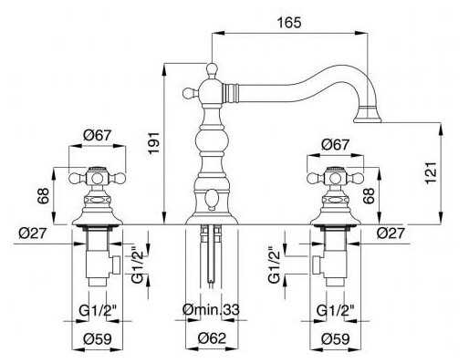Смеситель для раковины (умывальника) MIGLIORE Arcadia ML.ARC-8312 DO, вентильный фотография 1