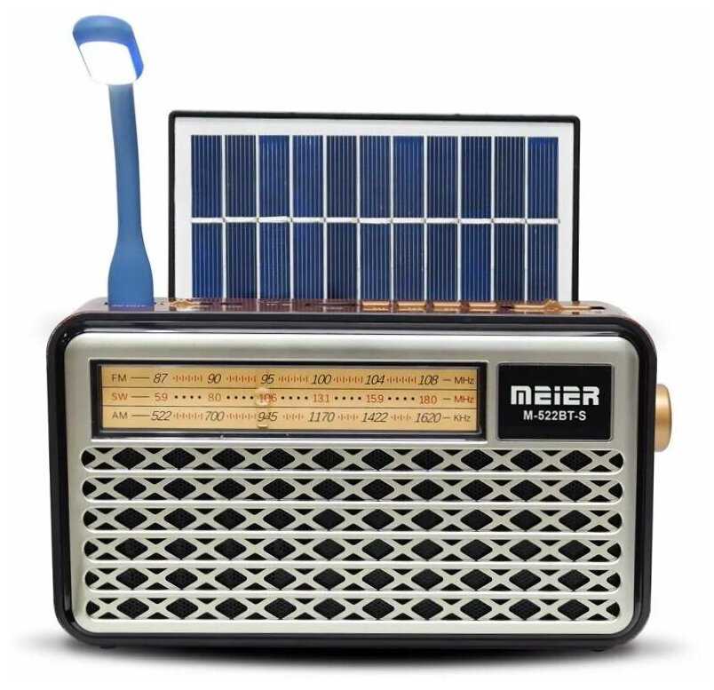 Π Π°Π΄ΠΈΠΎΠΏΡΠΈΠ΅ΠΌΠ½ΠΈΠΊ Meier M-522BT-S, USB, microSD, Bluetooth, ΡΠΎΠ»Π½Π΅ΡΠ½Π°Ρ ΠΏΠ°Π½Π΅Π»Ρ, USB Π»Π°ΠΌΠΏΠ°