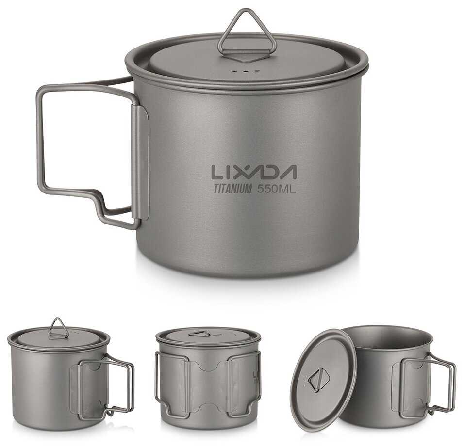 Кружка титановая туристическая 550мл с крышкой, походная, для кемпинга фотография 6