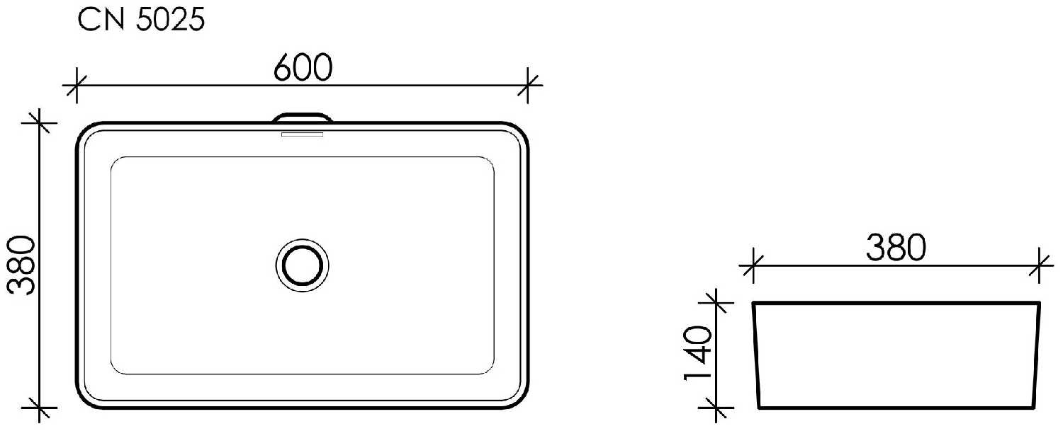 Накладная раковина Ceramica Nova Element CN5025 прямоугольная с переливом 60х38 фотография 6