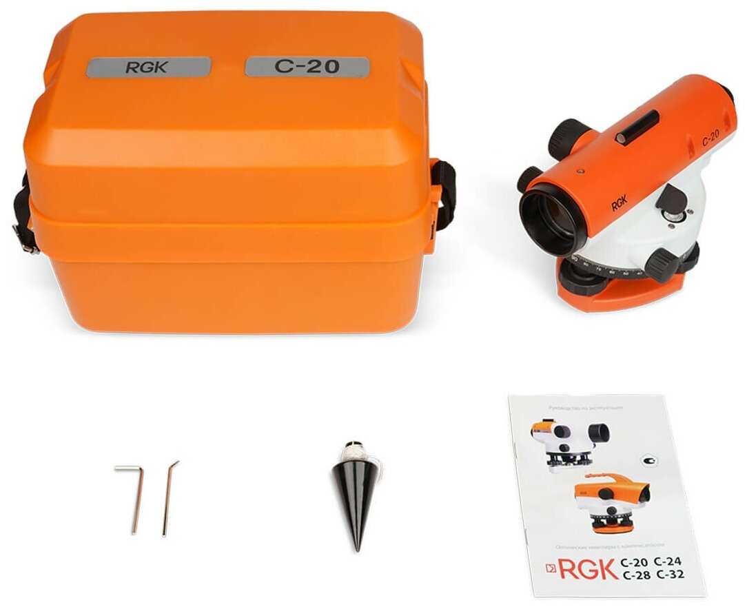 Оптический нивелир RGK C-20 + штатив S6-N + рейка AMO S4 с поверкой фотография 6