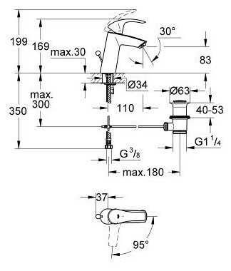 Смеситель для раковины (умывальника) Grohe Eurosmart 2339310E, рычажный фотография 1