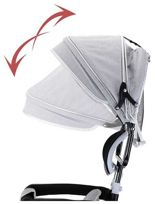 Велосипед детский трёхколесный, с родительской ручкой и козырьком ROCKET 0999-3 3-х колесный, серый фотография 3